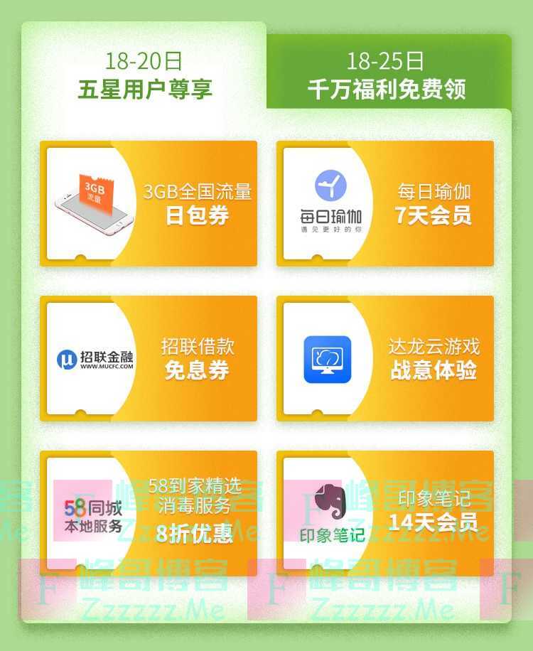 中国联通客服五星用户福利（截止3月20日）