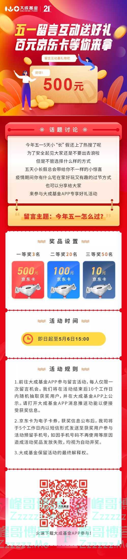 大成基金五一百元京东卡等你来拿！（5月6日截止）