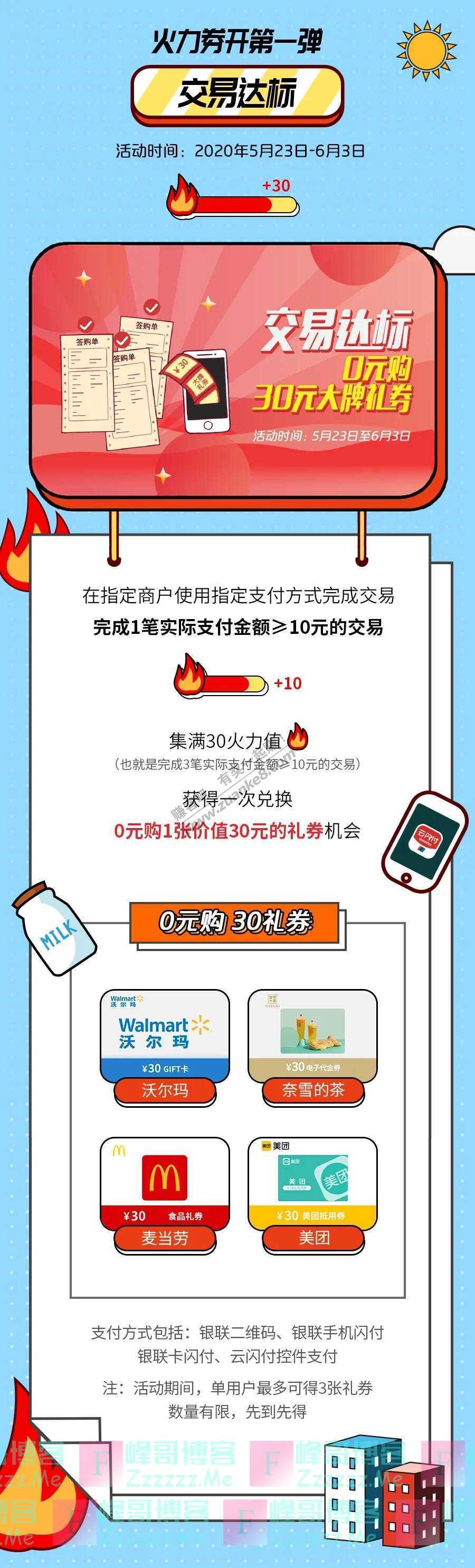 中国银联别太辛苦自己，云闪付放券宠你（截止6月3日）