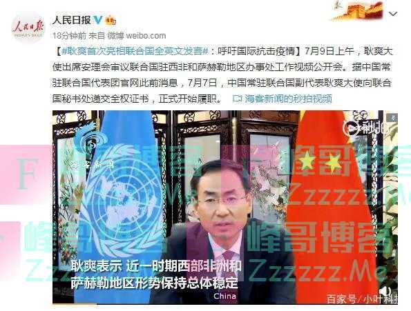 耿爽首次亮相联合国让人竖大拇指:全英文发言,呼吁国际抗击疫情