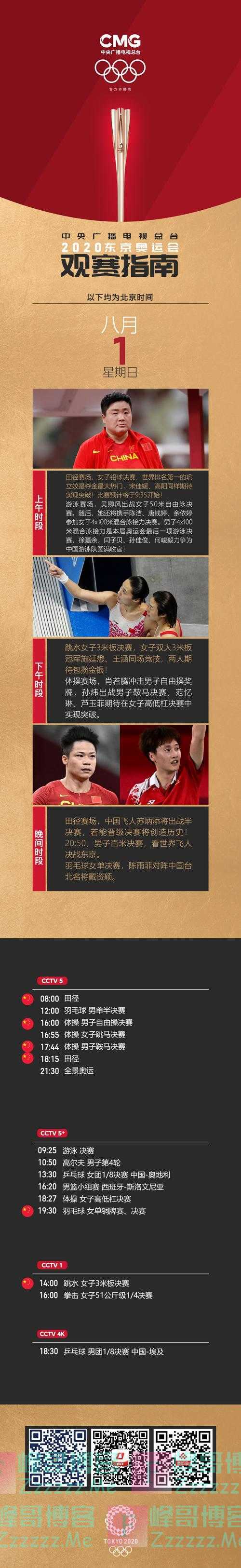 8月1日观赛指南:跳水体操羽毛球全面出击 巩立姣期待圆梦奥运