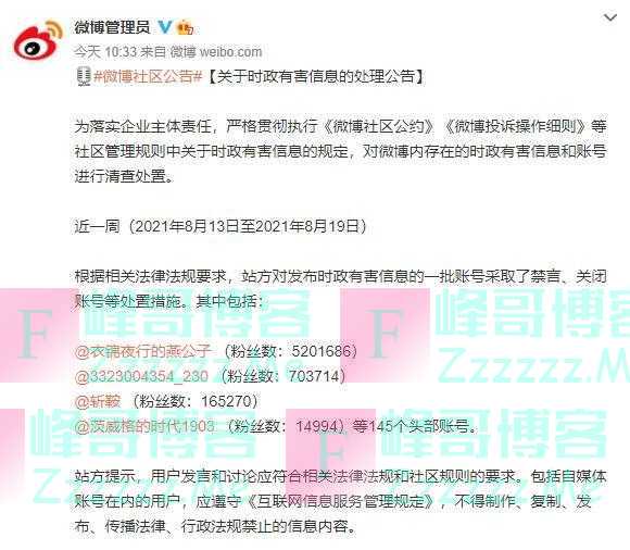 145个“大V”,被封禁