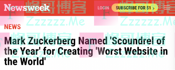 扎心了,扎克伯格被美国刊物评为“年度恶人”