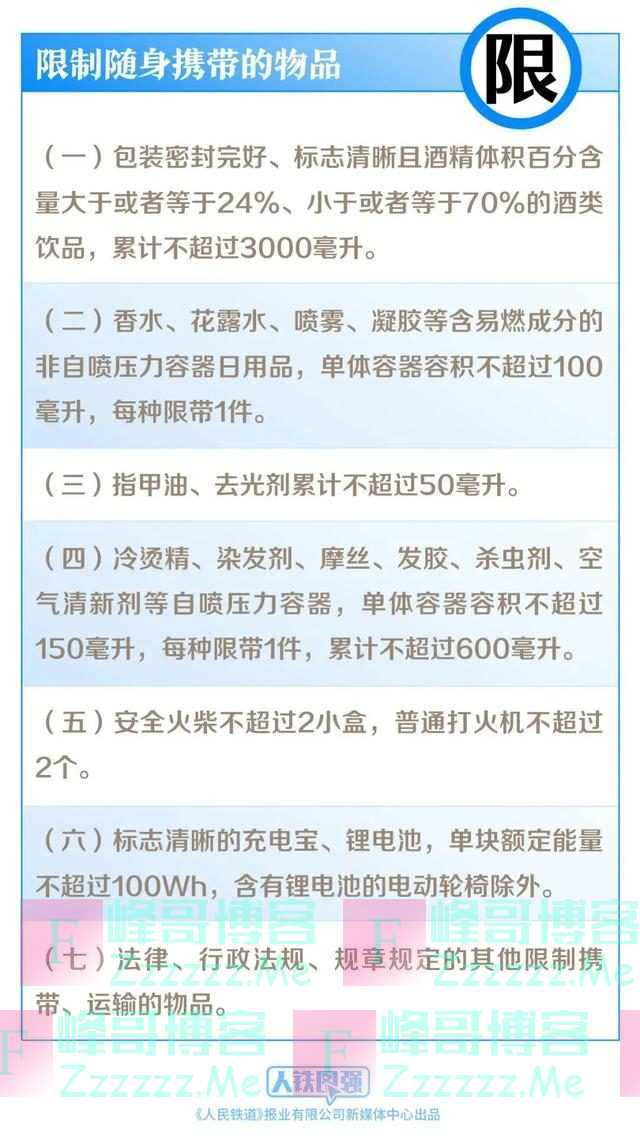 下月起，坐火车禁止、限制携带物品有新变化