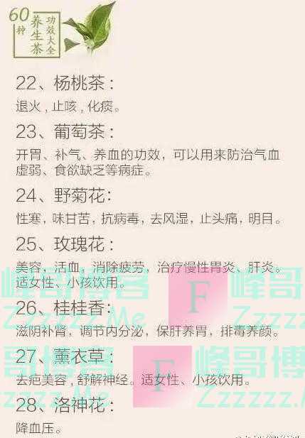 医生推荐:60种养生茶功效大全,不妨对照看看,你喝对了吗?