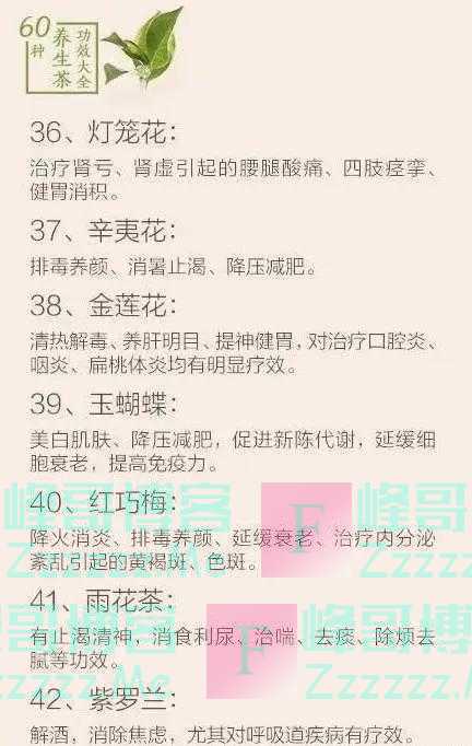 医生推荐:60种养生茶功效大全,不妨对照看看,你喝对了吗?