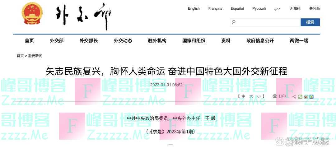 王毅出任中央外办主任,最新发声