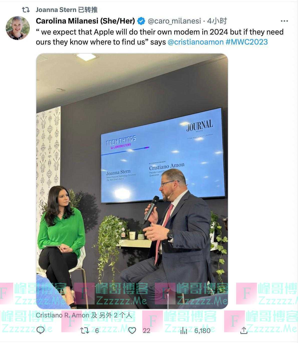 高通CEO：预计苹果2024年将生产自研的5G基带芯片